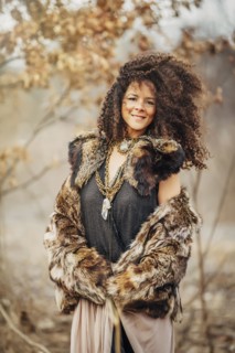 Mixed race woman wearing stylish clothes