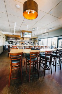Empty chairs and tables in cafe