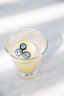 Close up of blueberry and lemon cocktail