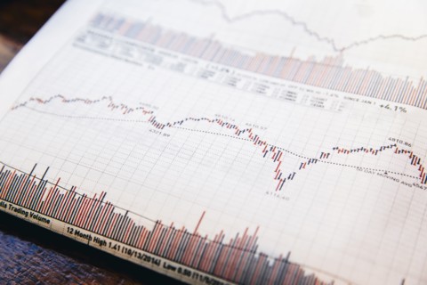 Close up of graphs in newspaper