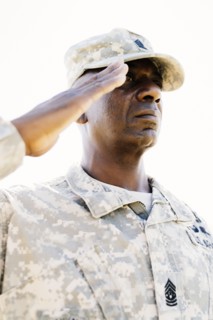 Black soldier saluting