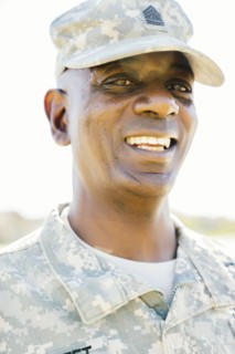 Black soldier smiling