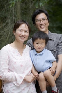 Smiling Asian family