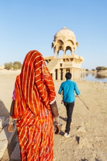 Indian couple visiting tower monument