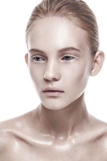 Portrait of serious Caucasian woman