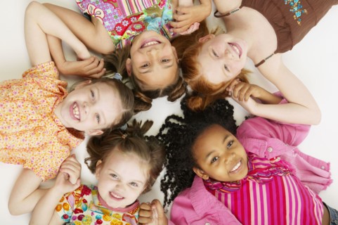 Portrait of girls in circle