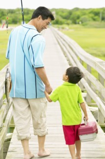 Father and son going fishing