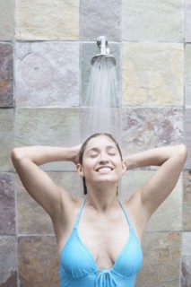 Woman taking a shower