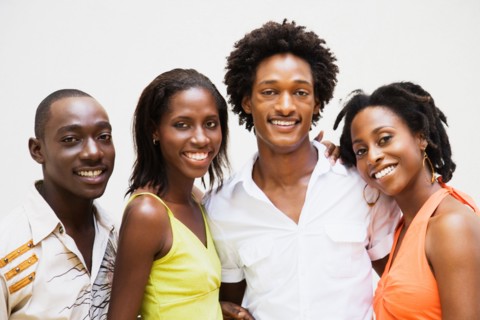 African couples smiling