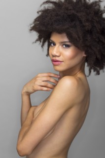 Mixed race woman smiling