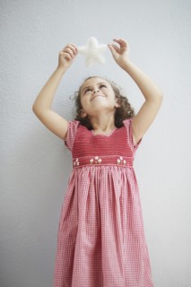Mixed race girl admiring star