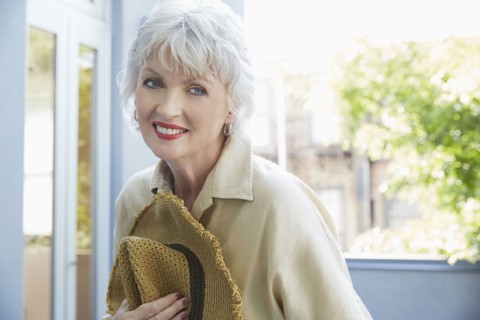 Older Caucasian woman smiling outdoors