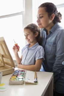 Mother and daughter painting
