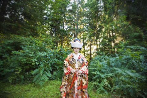 Japanese bride wearing traditional clothing