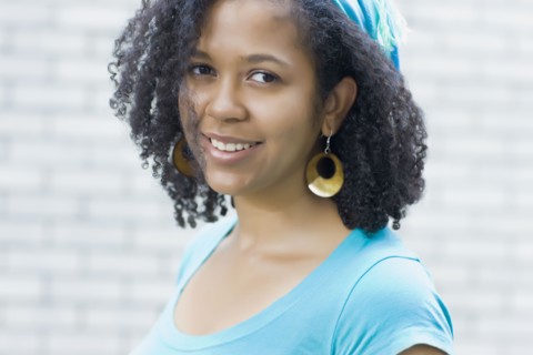 Close up of glamorous mixed race woman