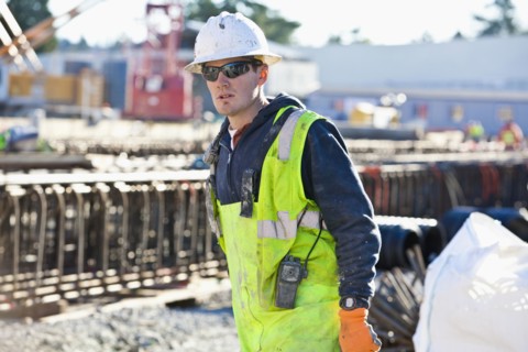 Caucasian worker at construction site