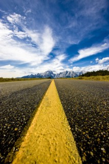 Yellow strip in middle of road