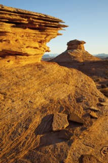 Rock formations in desert landscape