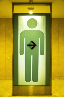Green restroom sign for men