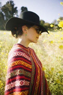 Mixed race woman in field