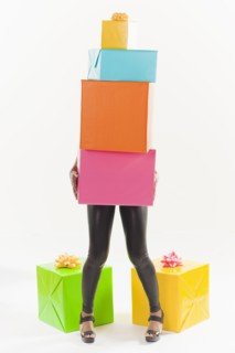 African American woman with birthday presents