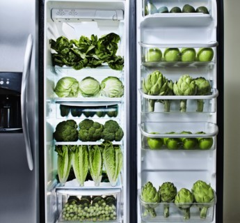 Green vegetables in refrigerator