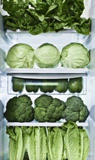 Green vegetables in refrigerator
