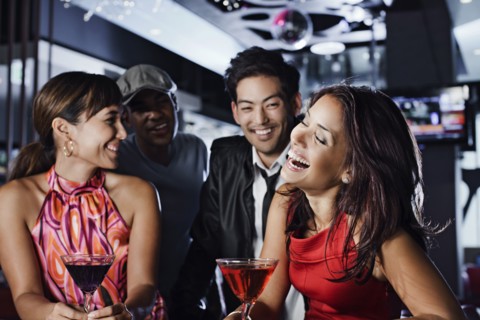 Friends drinking in nightclub