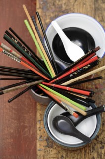 Chopsticks and soup spoons