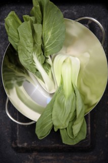 Shanghai and baby bok choy in wok
