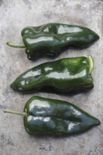 Close up of poblano chilies