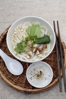 Vegetarian udon noodle soup