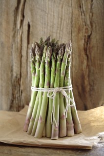 Asparagus spears tied together