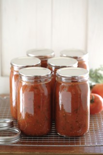 Homemade tomato sauce in jars