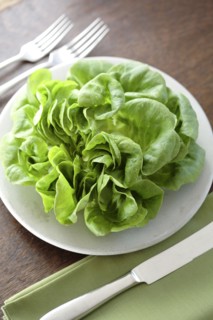 Fresh lettuce on plate