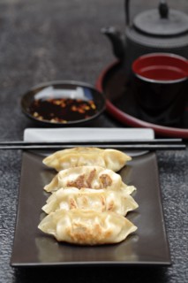 Asian fried dumplings on tray