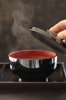 Steaming bowl of miso soup