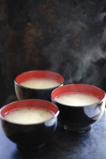 Steaming bowls of miso soup