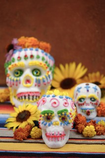 Decorated skulls for Day of the Dead celebration