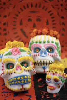 Decorated skulls for Day of the Dead celebration