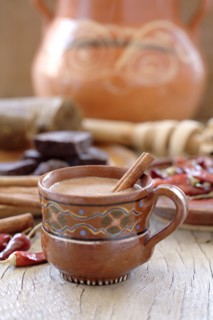 Mexican hot chocolate with cinnamon and chilis