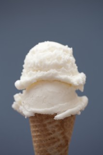 Close up of vanilla ice cream cone