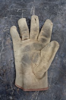 Close up of worn work glove