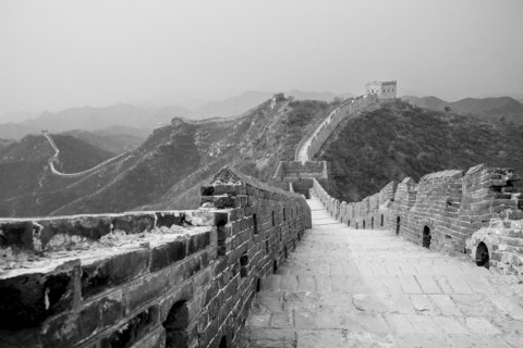 Great Wall of China and mountains