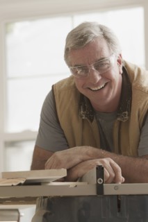 Smiling Caucasian carpenter