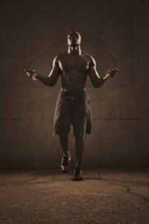 African American man jumping rope