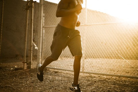 African American man jogging