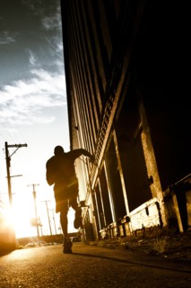 African American man jogging