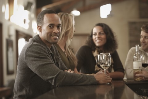 Friends drinking wine together