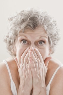 Shocked Caucasian woman